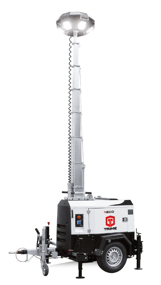 the Trime X-Eco antiglare, a mobile full engine lighting tower with high efficient antiglare lamp for urban worksite