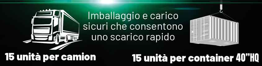 L'icona indica che 15 è il numero di x-solar pro m trasportabili per camion o per container.