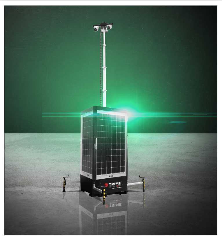 a Trime X-Solar Safety, a plug-in security tower with solar panels
