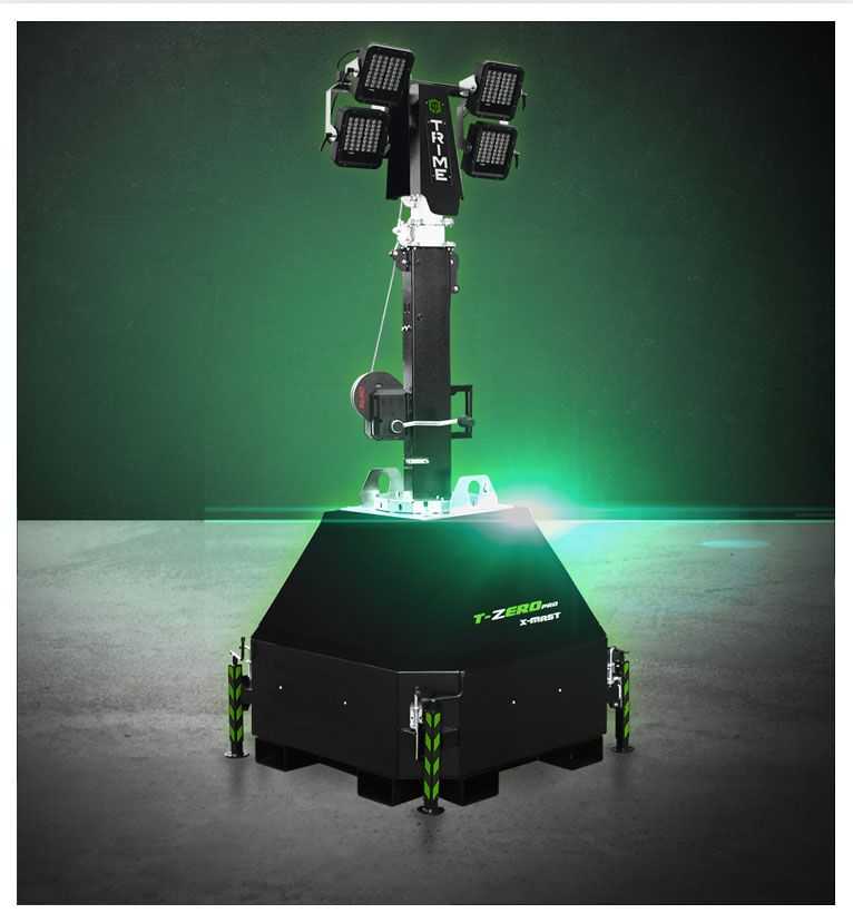 Trime X-Mast a static, manual, plug-in Lighting Tower, easy to put in operation, to provide illumination for events, road work and rail maintenance