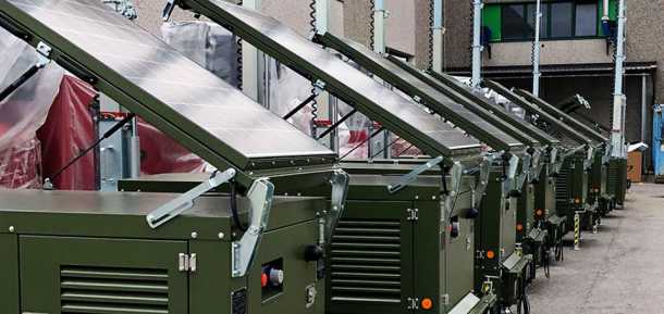 Trime X-Solar Hybrid with deployable solar panel customized for military applications 