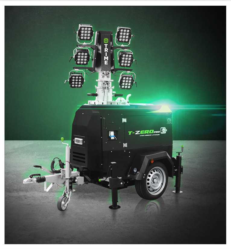 hybrid lighting tower with battery system and high performative led lamps with low emission 