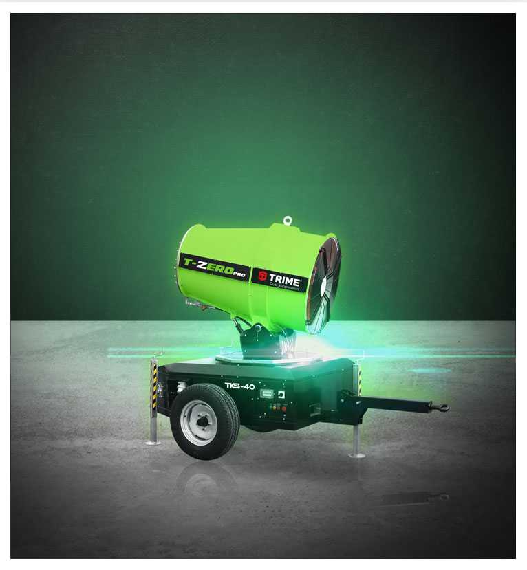 a Trime TKS 40 a mobile dust suppression system that can cover a range of 30-40m with nebulized water