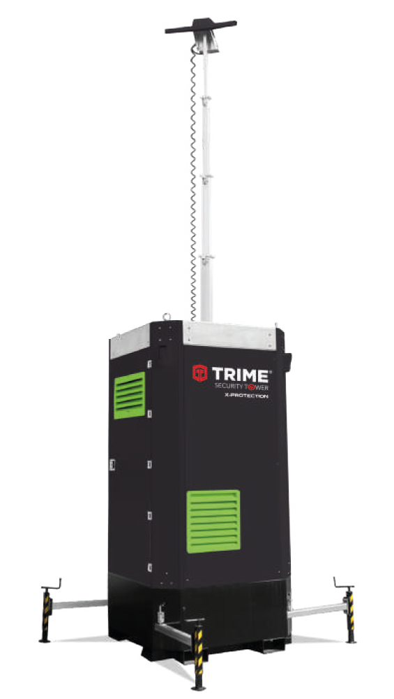 a Trime X-Protection a full hybrid powered static security tower strong and reliable for the surveillance of wide areas