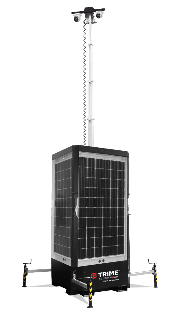 A Trime X-Solar Safety a full plug-in technology Security Tower with solar panels