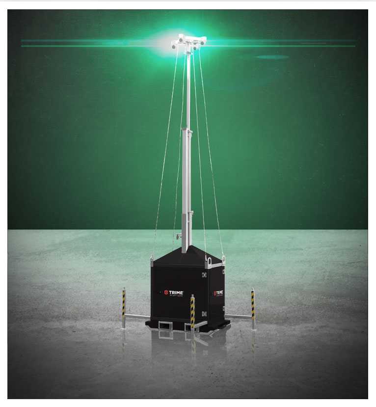 a trime x-guard, a manual security tower plug-in technology, lightweight and versatile