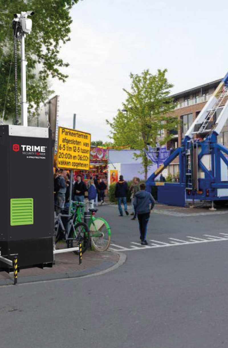 a Trime full hybrid security tower monitoring an event