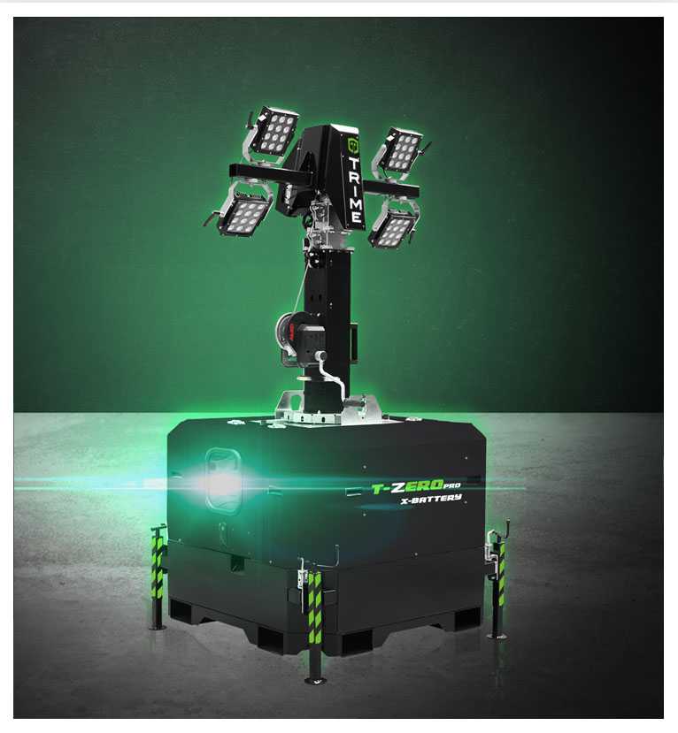 a  Trime X-Battery a full battery Lighting Tower capable to work with zero noise and zero emission
