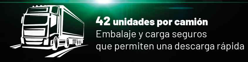 El aviso legal indica que 42 es el número de raíles X transportables por camión.