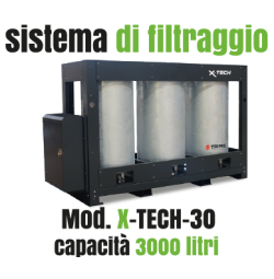 il sistema di filtraggio mod. X-30 da utilizzare con baie di lavaggio di grandi dimensioni