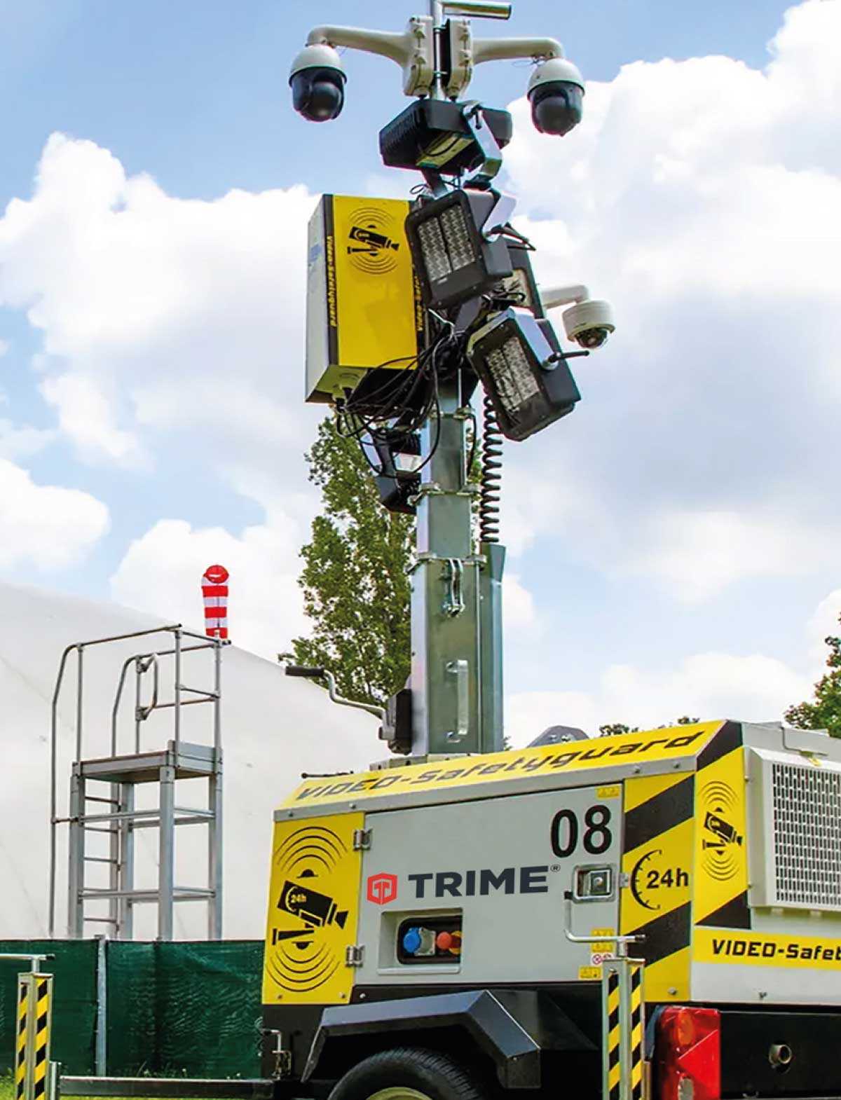 a Trime X-DEFENCE full hybrid security tower monitoring a sport event