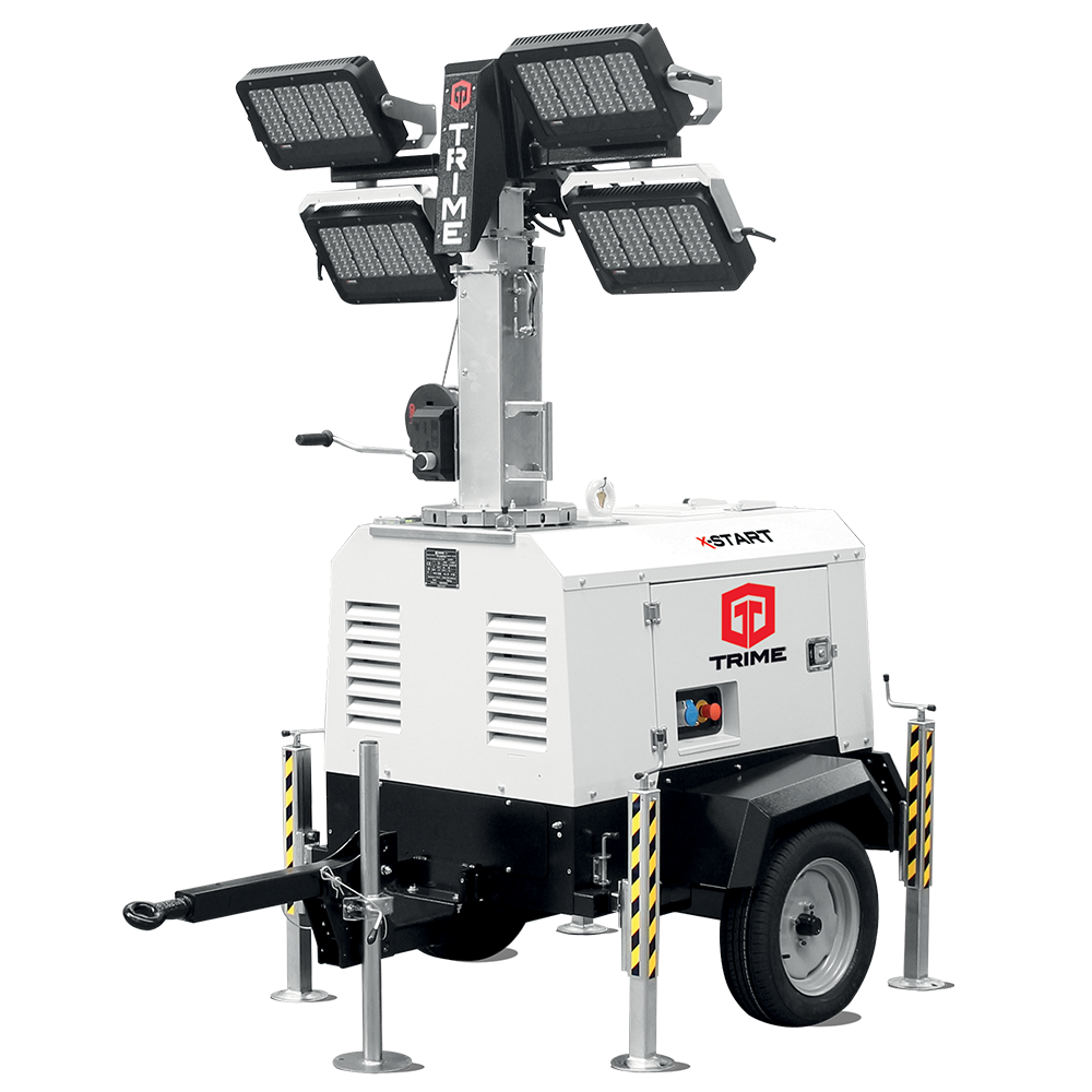 A Trime X-Start a strong mobile lighting tower with sturdy canopy for harsh environments and high demanding worksite