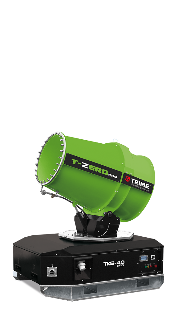 a Trime TKS 40 skid a strong dust suppression system mounted on a skid that can cover a range of 30-40m with high intensity nebulized water