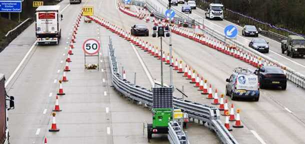 a Trime X-Solar Hybrid in traffic road work
