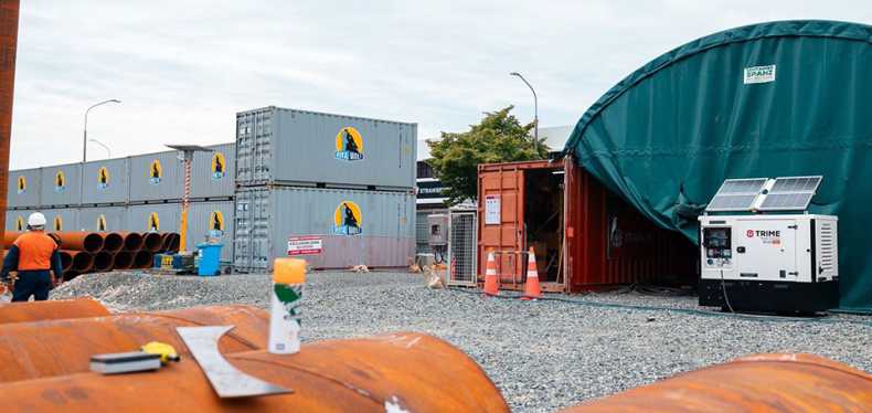 A Trime Solar HybrId Solar Power Generator in a construction site