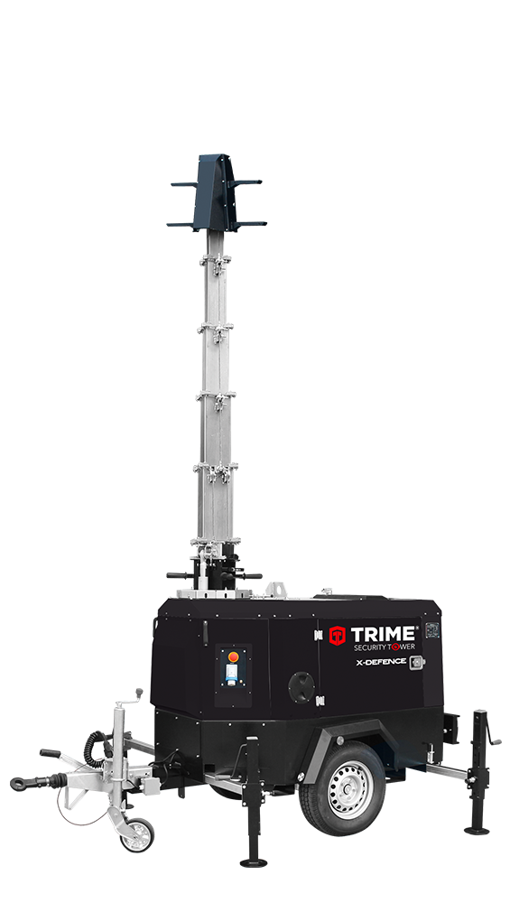 A Trime X-Defence a towable full hybrid mobile security tower