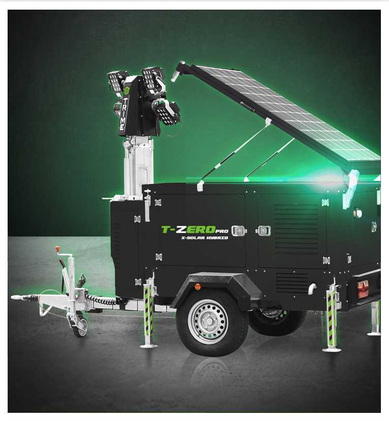Trime X-Solar Hybrid, a Trime solar hybrid lighting tower with solar panel with high efficient led head
