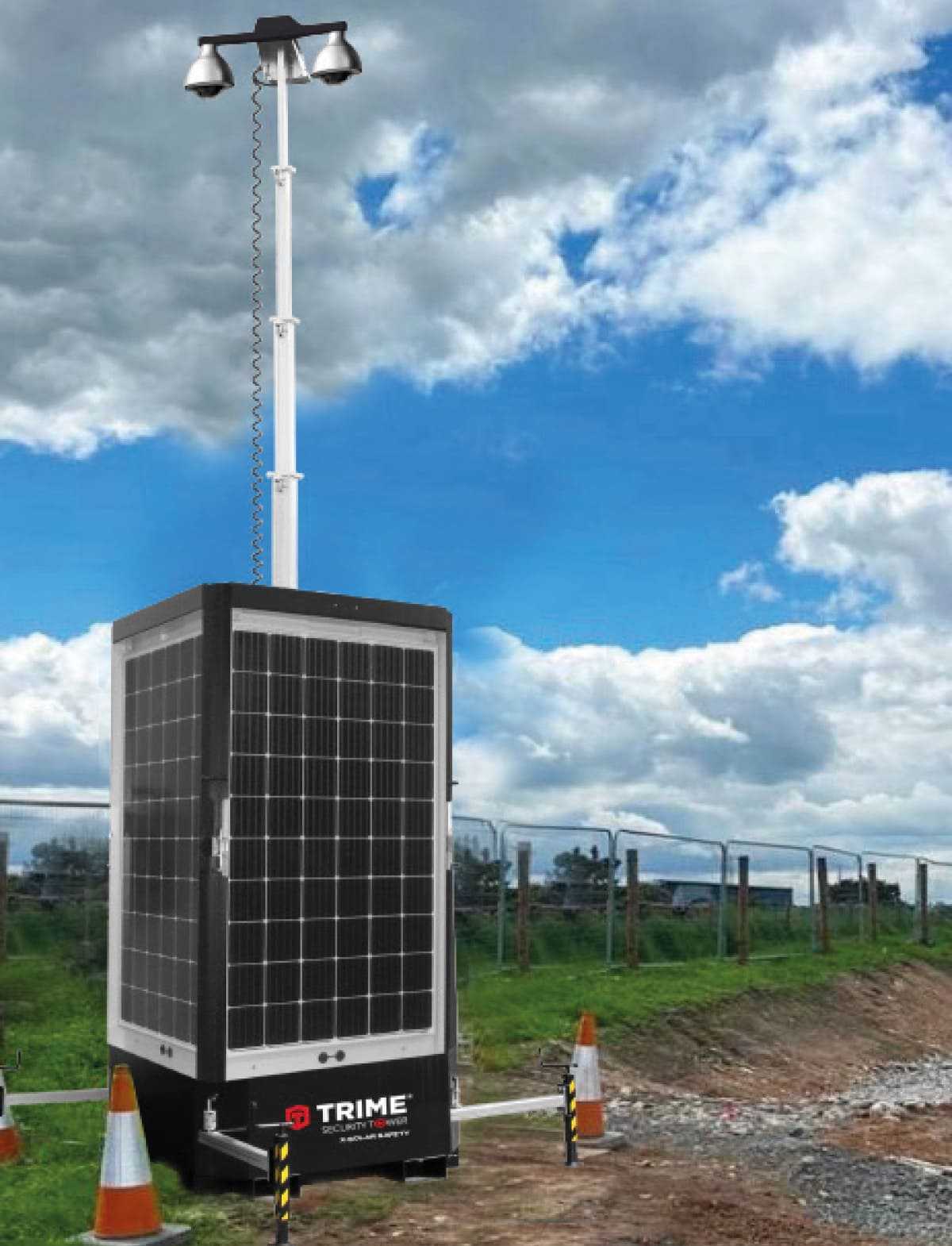a X-Solar Safaty Security Tower monitoring a road worksite