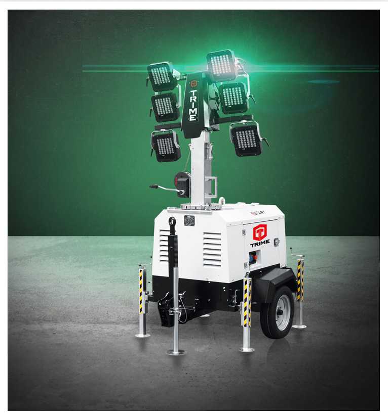 a trime X-Start, a mobile diesel lighting tower lightweight and easy to put in operation to provide high performance light in construction sites 