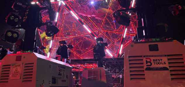 Two Trime Lighting Tower during a gig