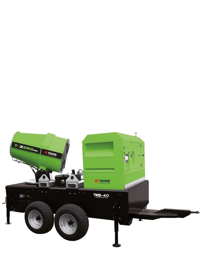 Robust, mobile dust suppression system with integrated water tank and electric generator