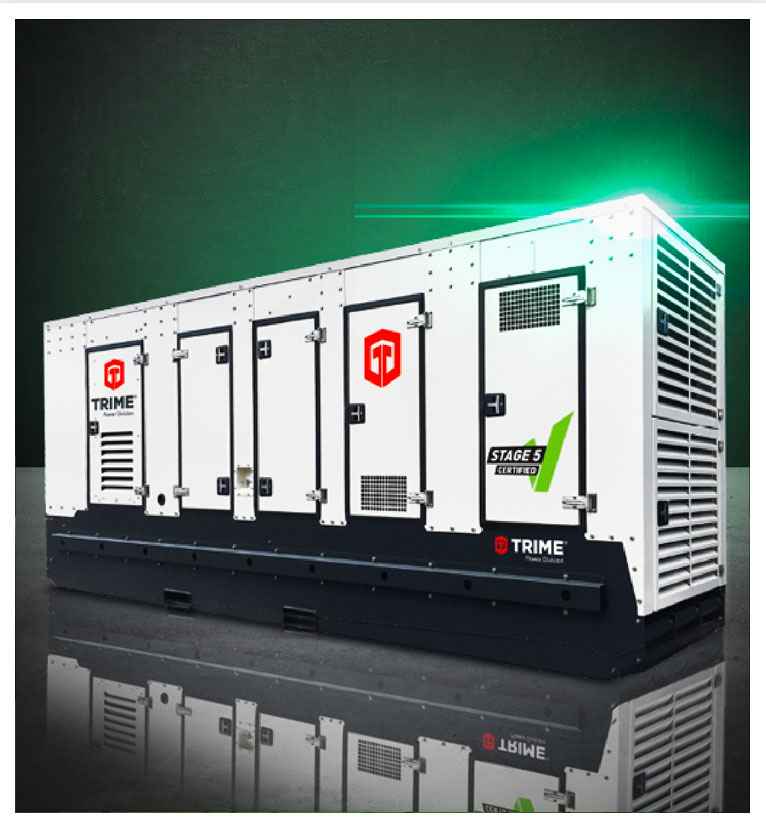 A Trime Stage V diesel engine powered generator providing high performance with 59dba low noise emissions 