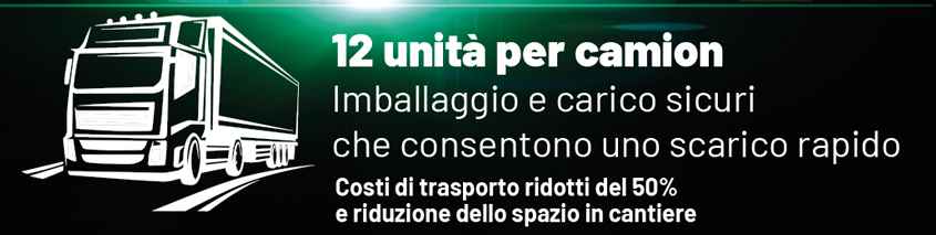 La nota a piè di pagina indica che 12 è il numero di veicoli x-eco trasportabili per camion.