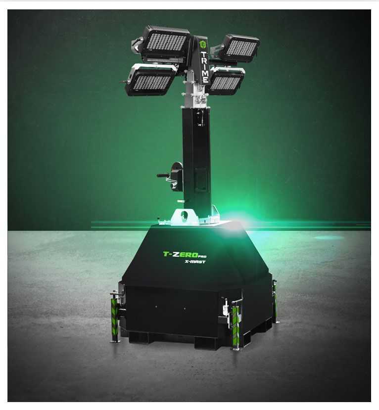 a Trime plug-in lighting tower ideal for events and urban site, provides light with zero noise and zero emissions