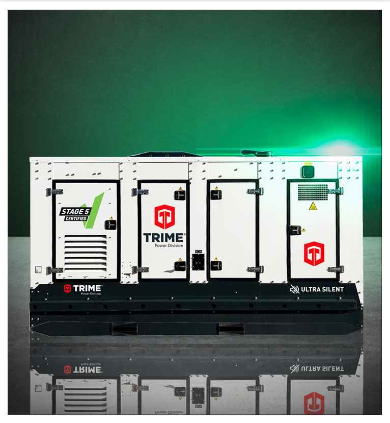 A Trime Stage V diesel engine powered generator providing high performance with 58dba low noise emissions 