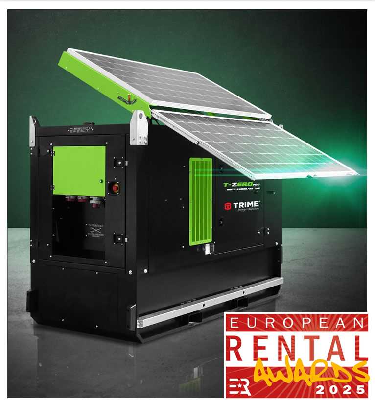 a solar hybrid power generator 39 KvA combined power, european product of the year at rental awards