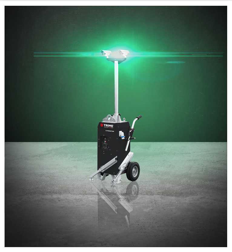 a Trime X-Monitor, small, lightweight and easy to handle security tower for monitoring small sites