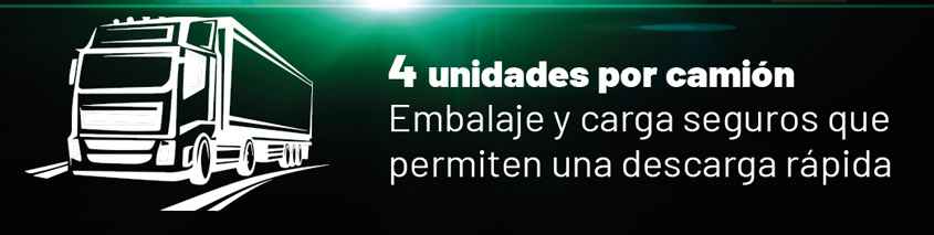El aviso legal indica que 4 es el número de unidades x-solar transportables por camión.
