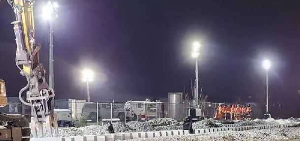 Trime X-ECO full diesel engine lighting towers working in a emergency situation
