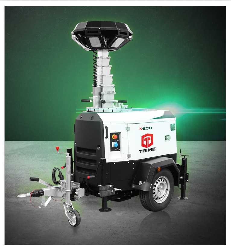 A X-ECO Antiglare, the Trime flagship mobile diesel lighting tower, with antiglare technology to be used in urban worksite to increase safety
