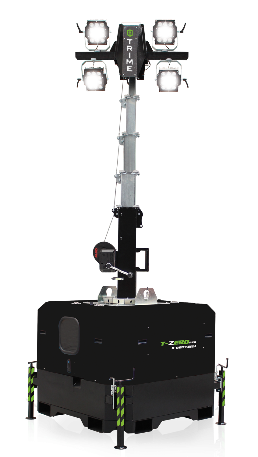a battery-powered light tower capable of working silently with completely zero emissions