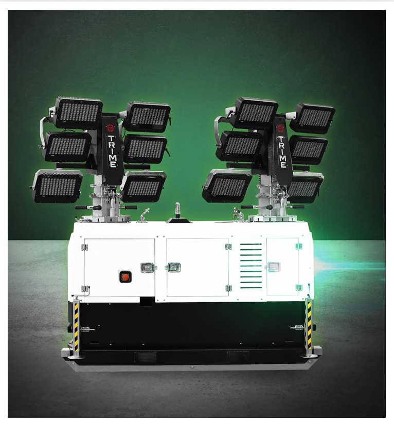 The Trime X-Double, a special double-headed super-silenced diesel-powered lighting tower for extremely high performance