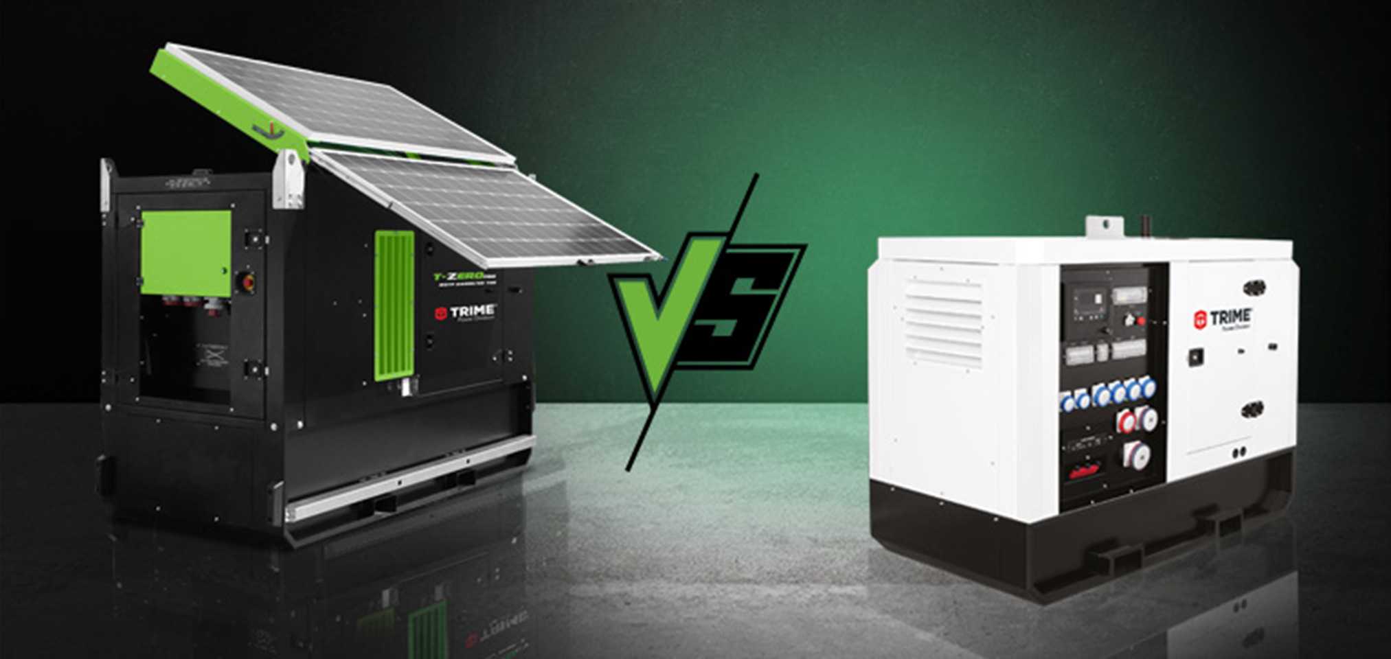 Comparaison entre un générateur hybride solaire et un générateur diesel de location