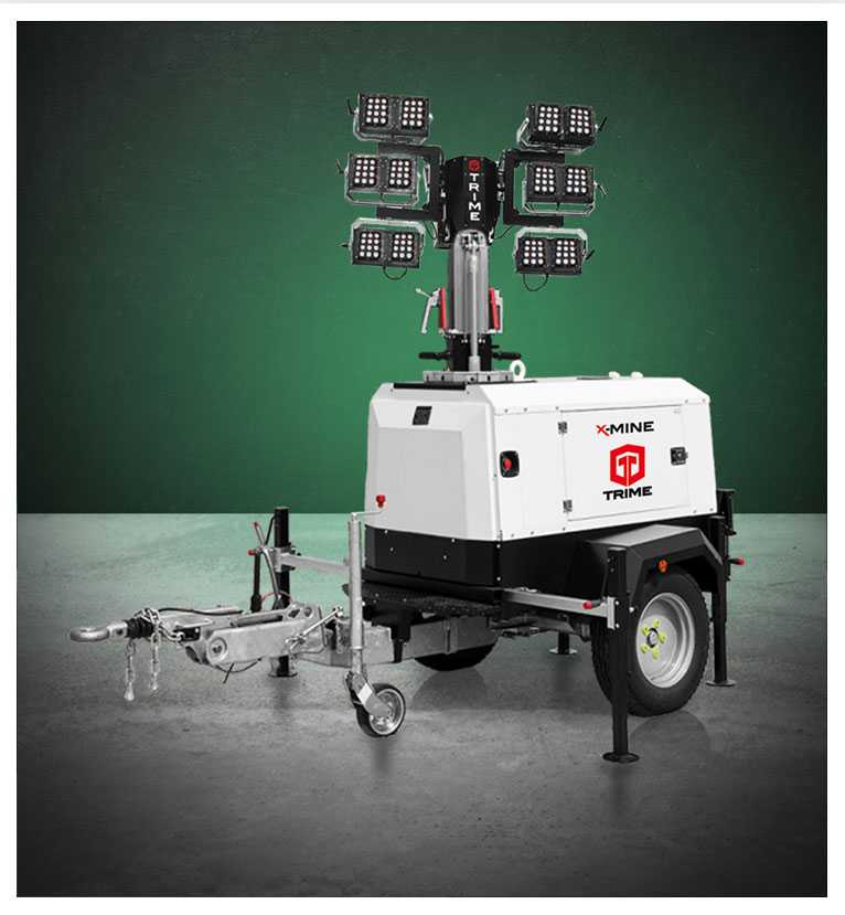 The Trime X-MINE 1800 a mobile full engine lighting tower designed for mining sector with extremely high efficient led lamps capable to illuminate a 13200sqm area