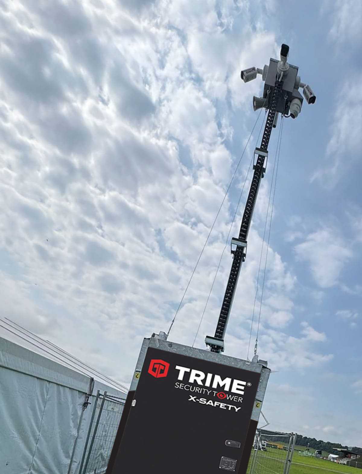 an operator with a Trime Mobile Lighting Tower working in a construction site