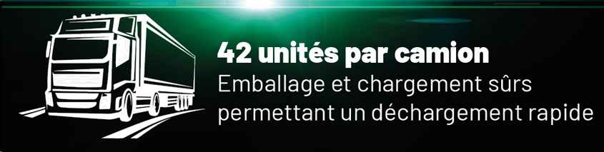L'avertissement précise que 42 correspond au nombre de wagons transportables par rail X par camion.