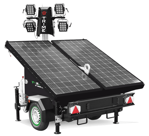 a solar lighting tower with deployable solar panels to be used in construction site with zero noise and zero emissions