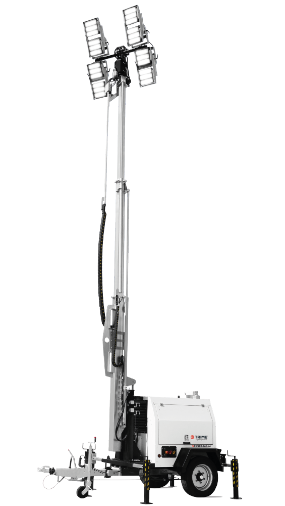 A Trime X-MINE 3600 ML a mobile full diesel engine lighting tower with manual stabilization system designed for mining sector