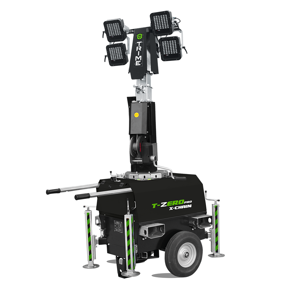 a Trime X-Chain a small mobile plug-in lighting tower extremely easy to handle and put in operation