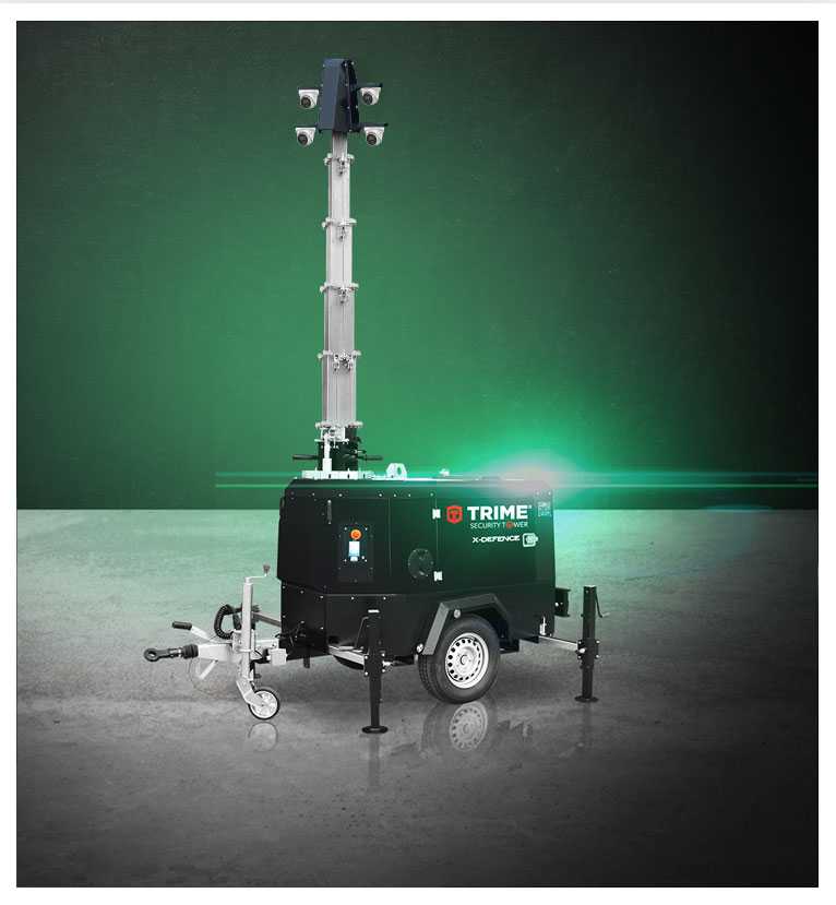 a trime x-defence, a mobile full hybrid security tower for construction sites and large areas surveillance 