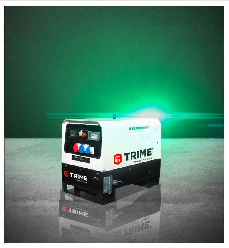 A Trime portable diesel power generators with soundproof canopy for worksite and events